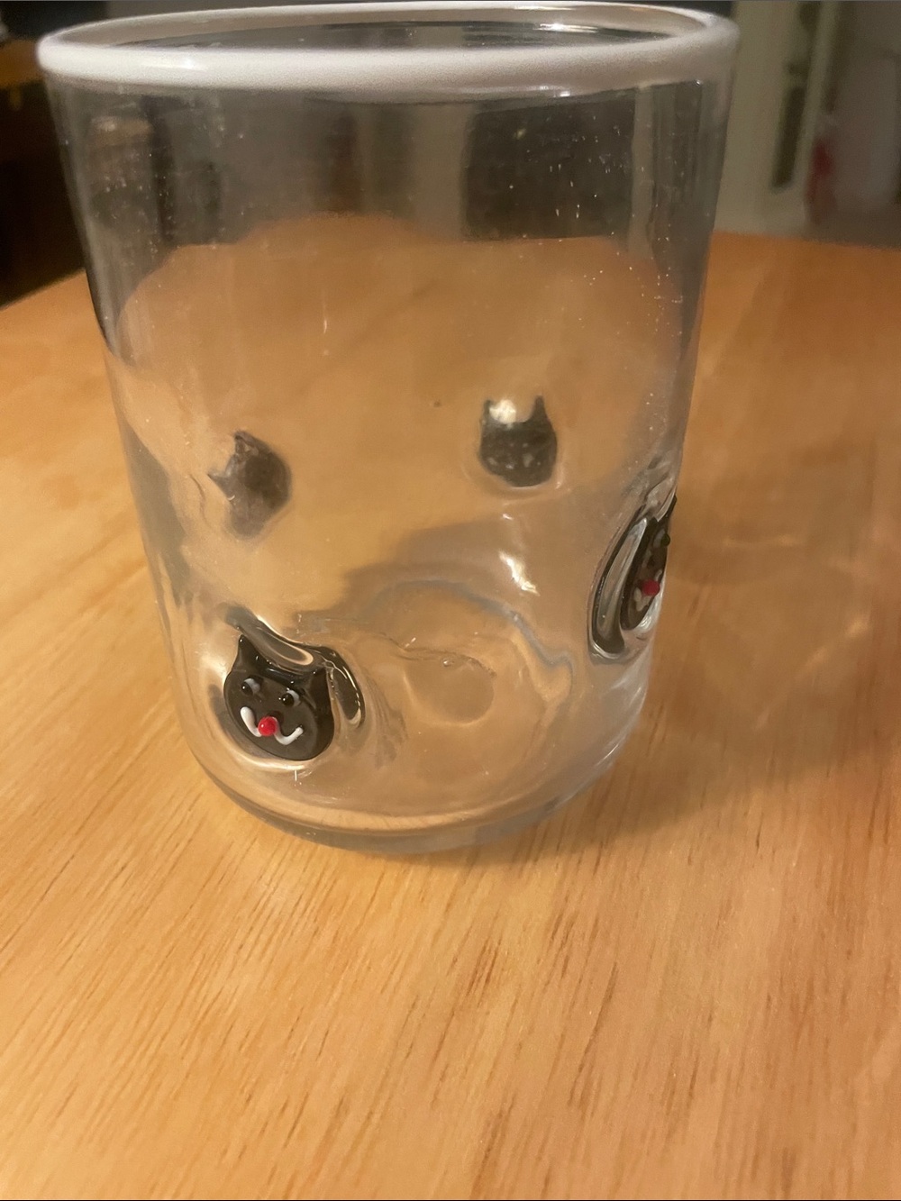 Anthropologie Clear Juice Glass Tumbler set of 4 with Black Cat Accent - Black